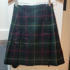 Plaid Tartan Skirt with Button Detail
